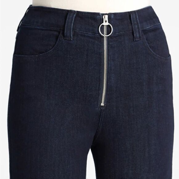 Modcloth By All Means Exposed Zip Skinny Jeans High Waist Dark Blue Indigo M - Picture 4 of 13